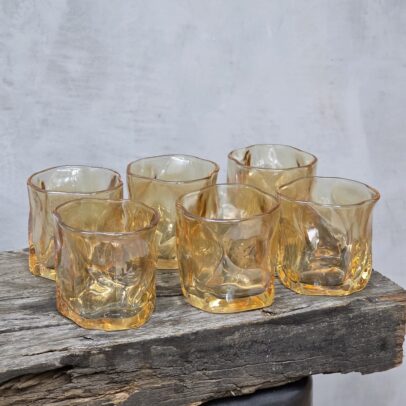 SET 6 VASOS DE VIDRIO AMBAR IRREGULARES 240 ML