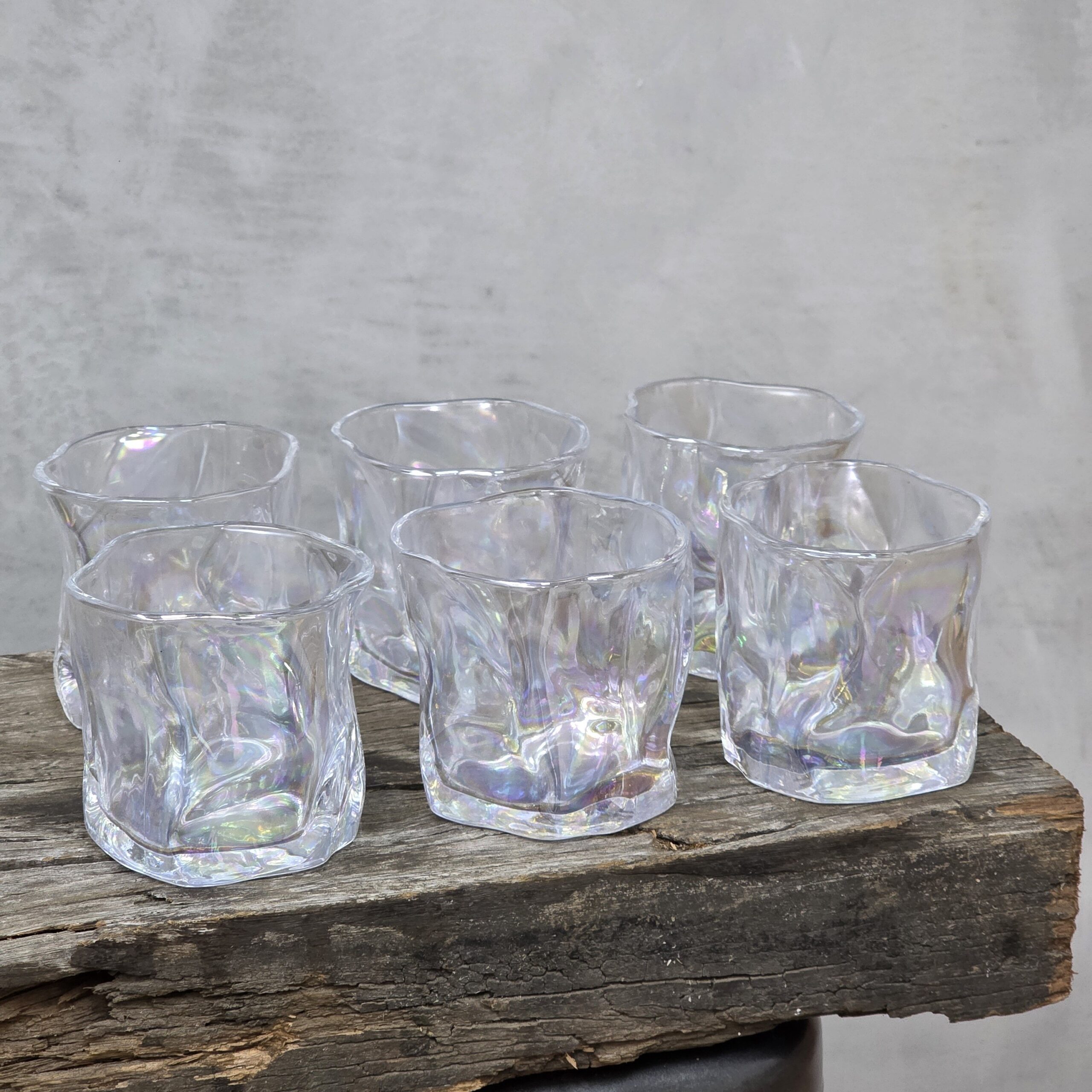 SET 6 VASOS DE VIDRIO TORNASOL IRREGULARES 240 ML