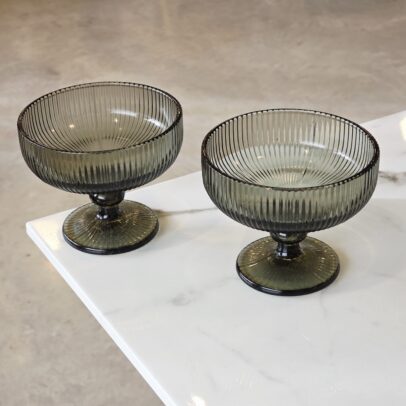 SET X 6 COMPOTERAS DE VIDRIO LABRADAS VERDE (EMC31-7)