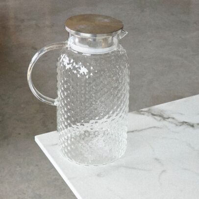 JARRA DE VIDRIO CON TAPA DE ACERO INOXIDABLE COLOR TRANSPARENTE 1.8LT  (EMC28-1-2)