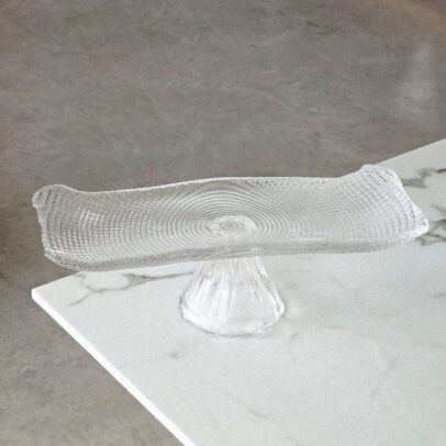 TORTERA DE VIDRIO LABRADO TRANSPARENTE 32*12*10CM (EMC31-32)