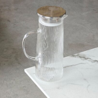 JARRA DE VIDRIO CON TAPA DE ACERO INOXIDABLE COLOR TRANSPARENTE 1LT (EMC28-3-2)