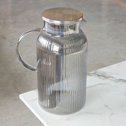 JARRA DE VIDRIO CON TAPA DE ACERO INOXIDABLE COLOR GRIS 1.8LT (EMC28-2-1)