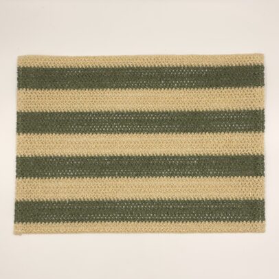 PLATO DE SITIO RAYAS NATURAL/OLIVA  30*45 CM (EMC 32-12)