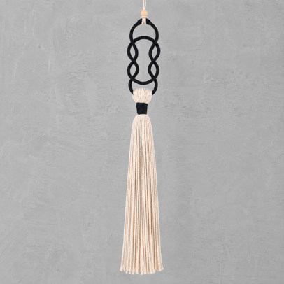 BORLA BOHO TONOS NATURAL Y NEGRO 70 CM