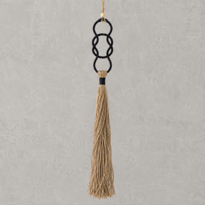 BORLA BOHO TONOS NEGRO Y YUTE 70 CM