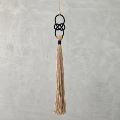 BORLA BOHO TONOS NEGRO Y YUTE 70 CM
