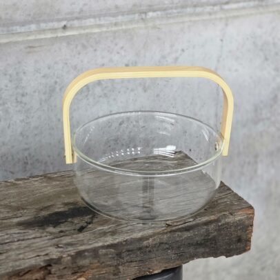 HIELERA/FRUTERA 2200 ML CON MANIJA MADERA VIDRIO TRANSP