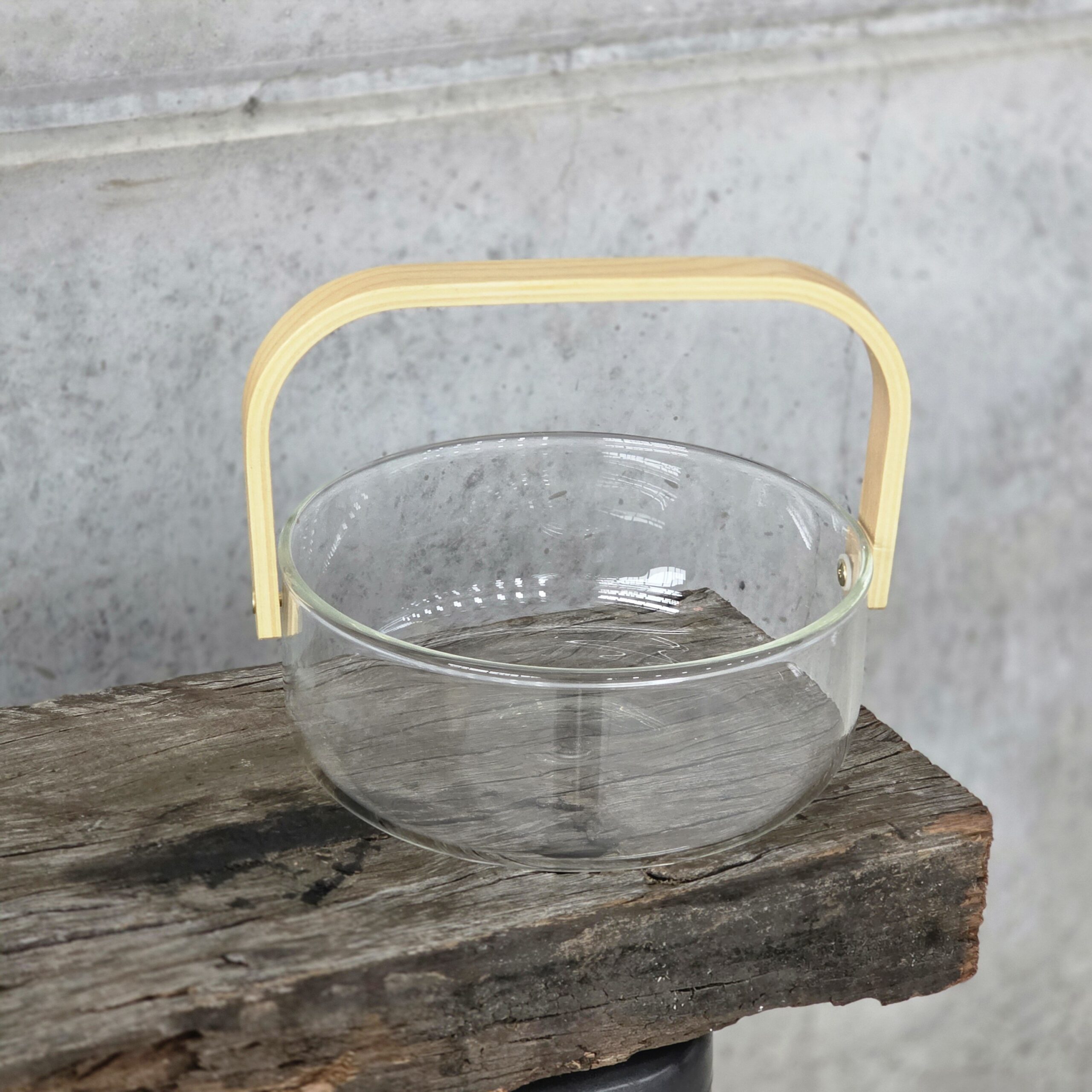 HIELERA/FRUTERA 2200 ML CON MANIJA MADERA VIDRIO TRANSP
