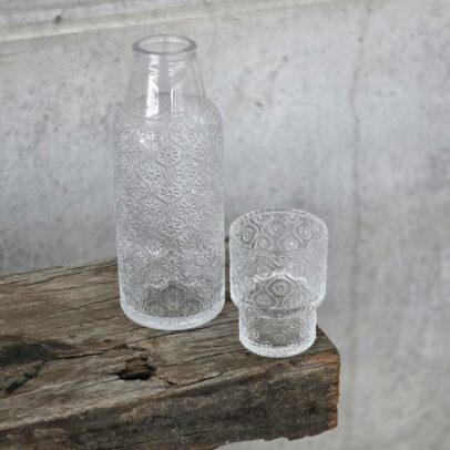 BOTELLA DE NOCHE 850ML / VASO 190ML ARABICA TRANSPARENTE.