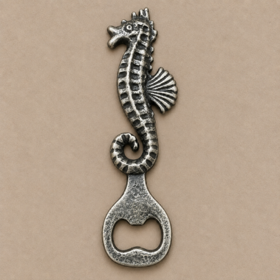 DESTAPADOR DE METAL CABALLITO DE MAR SILVER