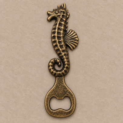 DESTAPADOR DE METAL CABALLITO DE MAR BRONCE