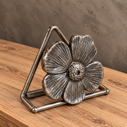 PORTA SERVILLETA FLOR SILVER